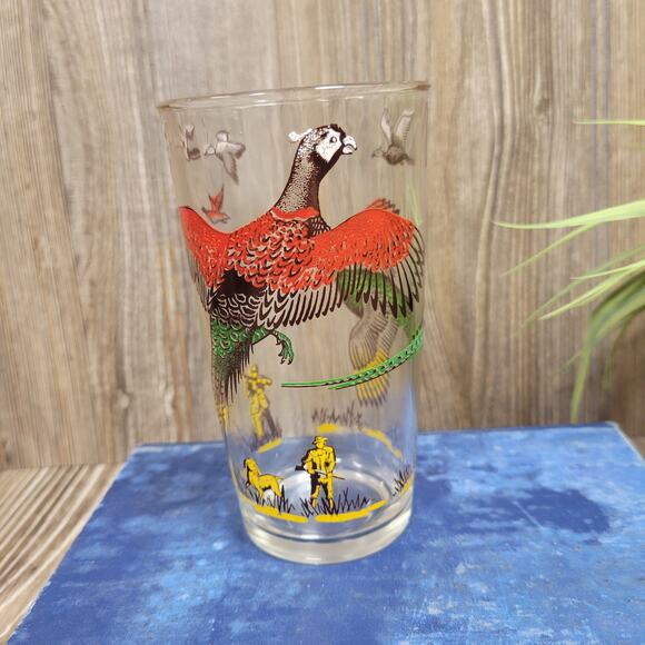 Vintage Hazel-Atlas Pheasant Glass Tumbler, Hunting Scene - Picture 2 of 4